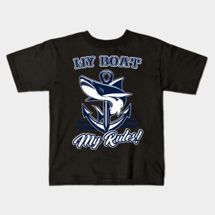 My Boat My Rules Shark Anchor Captain Kids T-Shirt